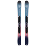 Rossignol Youth Rallybird Soul Pro Skis with XP10 Bindings - 2025 model skis in a blue and pink color scheme, featuring a distinctive white logo on the top.