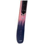 Rossignol Youth Rallybird Soul Pro Skis with XP10 Bindings - A pair of skis with a pink and black color scheme, featuring a distinctive logo on the top sheet.