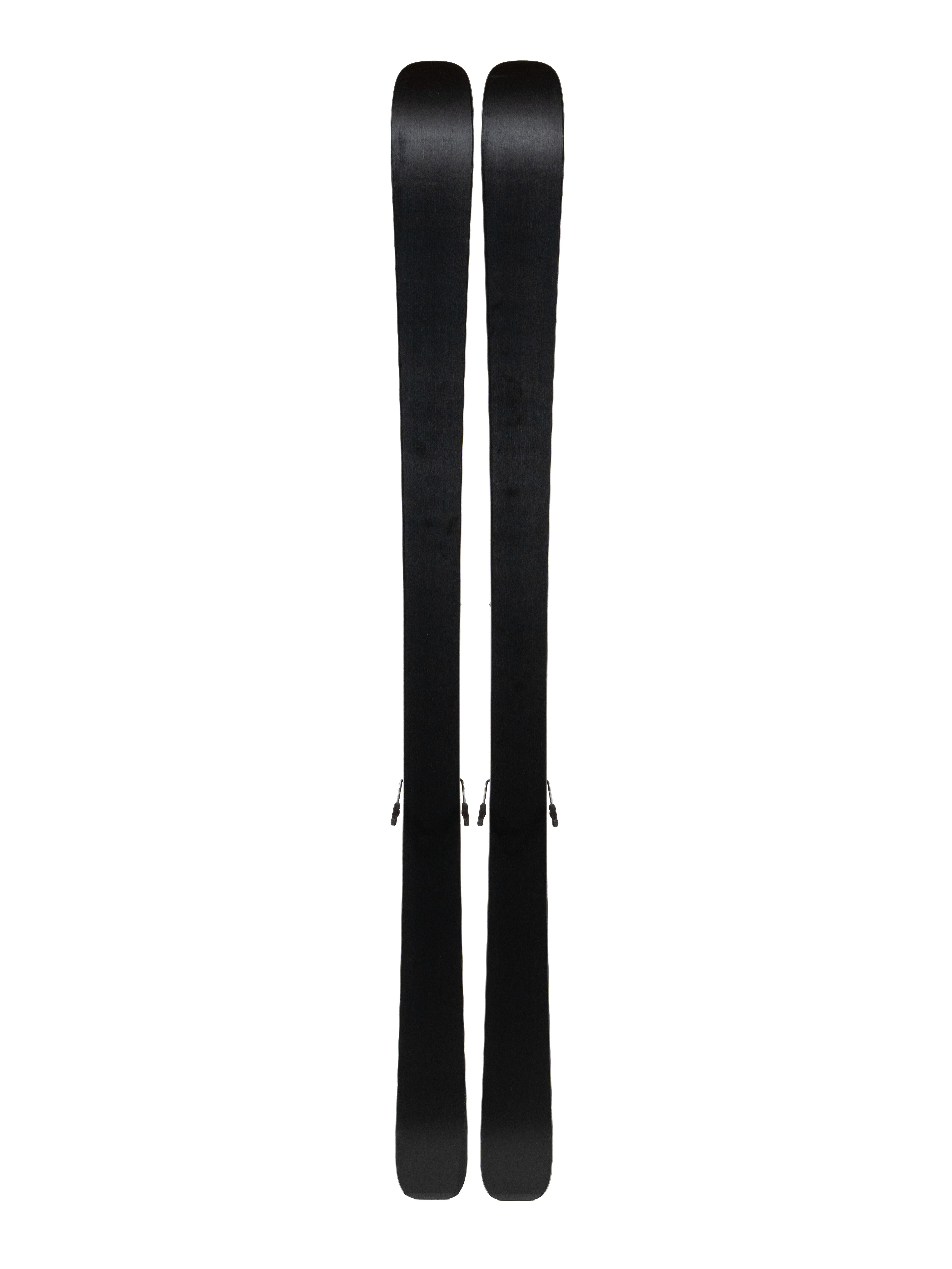 Armada Declivity 88C Skis with EM10 Bindings - A pair of black skis with a subtle white stripe on the top, featuring silver bindings and a sleek design.