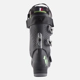 Rossignol Hi-Speed Pro 120 MV Ski Boots 2024 - Black ski boots with silver buckles and a green logo on the side.