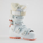 Rossignol Women's Vizion Pro 100 Ski Boots 2023 - White ski boots with a textured pattern on the side and silver buckles.