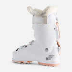Rossignol Women's Vizion Pro 100 Ski Boots 2025 - White ski boots with a silver buckle on top and a black strap.