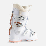 Rossignol Women's Vizion Pro 100 Ski Boots 2023 - White ski boots with brown accents and a white strap on top.