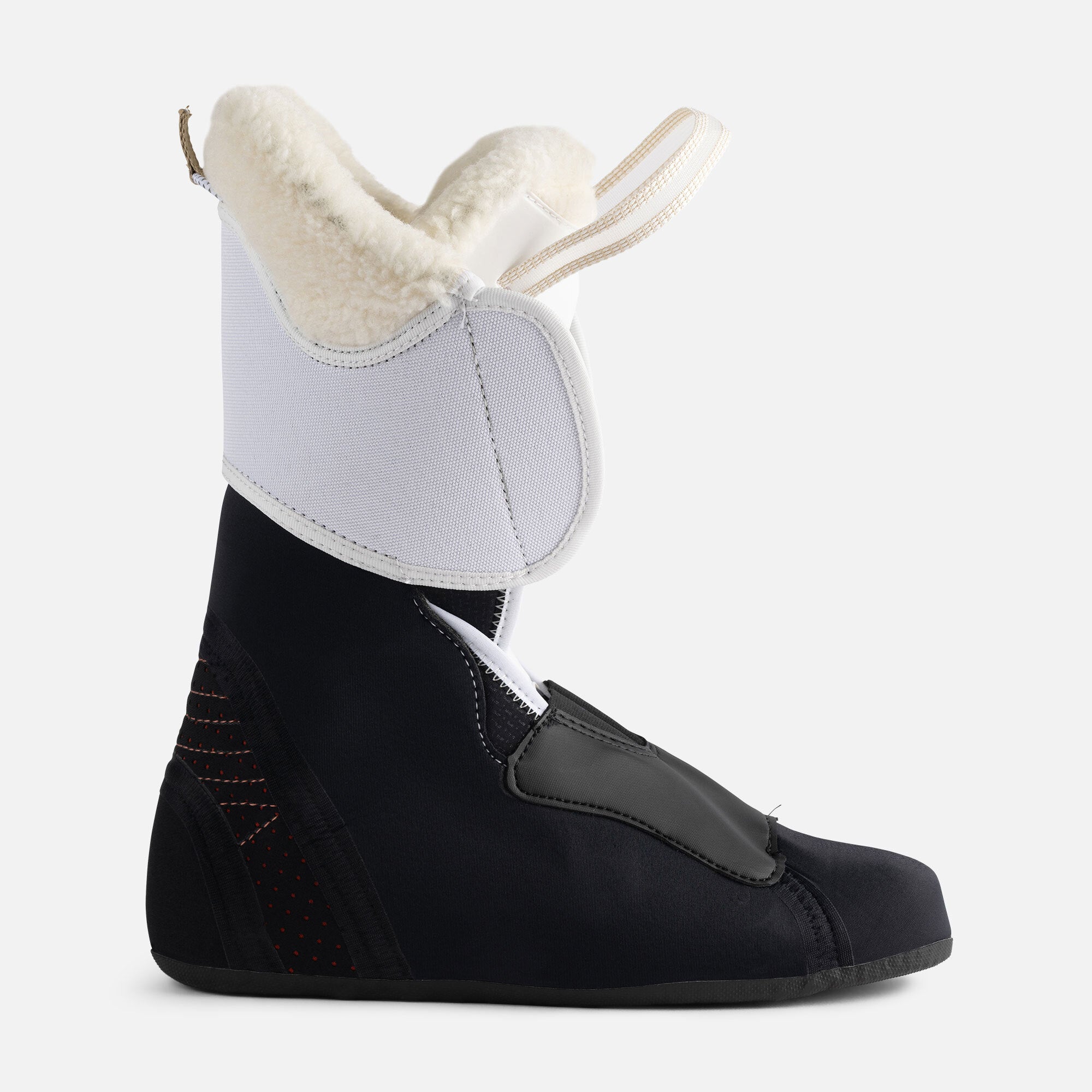 Rossignol Women's Vizion Pro 100 Ski Boots 2023 - Black ski boots with a white logo on the side and silver buckles.