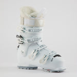 Rossignol Women's Vizion Pro 80 Ski Boot 2025 - White ski boot with a textured, rubber-like toe cap and silver buckles.