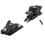 Black ski bindings pair, angled views showing adjustable heel and toe mechanisms