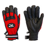 Rossignol Throwback Glove - A red glove with a black oval logo featuring a white "R" and "X" in cursive font, on top of a black strap.