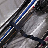 Rossignol Strato Extend 2 Pair Ski Bag with Wheels - The bag is silver with a black handle and wheels, featuring a zippered opening on top.