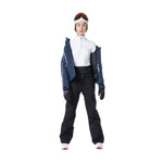 Rossignol Women's Flat Insulated Jacket - A navy blue jacket with a white zipper and two zippered pockets on the front, worn by a model in a studio setting.