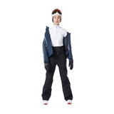 Rossignol Women's Flat Insulated Jacket - A navy blue jacket with a white zipper and two zippered pockets on the front, worn by a model in a studio setting.