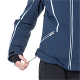 Rossignol Women's Flat Insulated Jacket - A navy blue jacket with white stripes down the arms and a silver zipper on the chest.