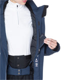 Rossignol Women's Flat Insulated Jacket 2025 - A navy blue jacket with a white logo on the chest and two zippered pockets at the waist.