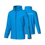 Rossignol Men's Strawpile Insulated Jacket 2025 - A bright blue jacket with a high collar and black zipper, featuring a logo on the left sleeve.
