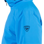 Rossignol Men's Strawpile Insulated Jacket - A bright blue jacket with a black zipper and logo on the left chest, featuring a rooster silhouette in front of a mountain range.