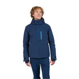 Rossignol Men's Blackside Insulated Jacket 2025 - A black jacket with a high collar and zippered pockets, featuring a hood and adjustable cuffs.