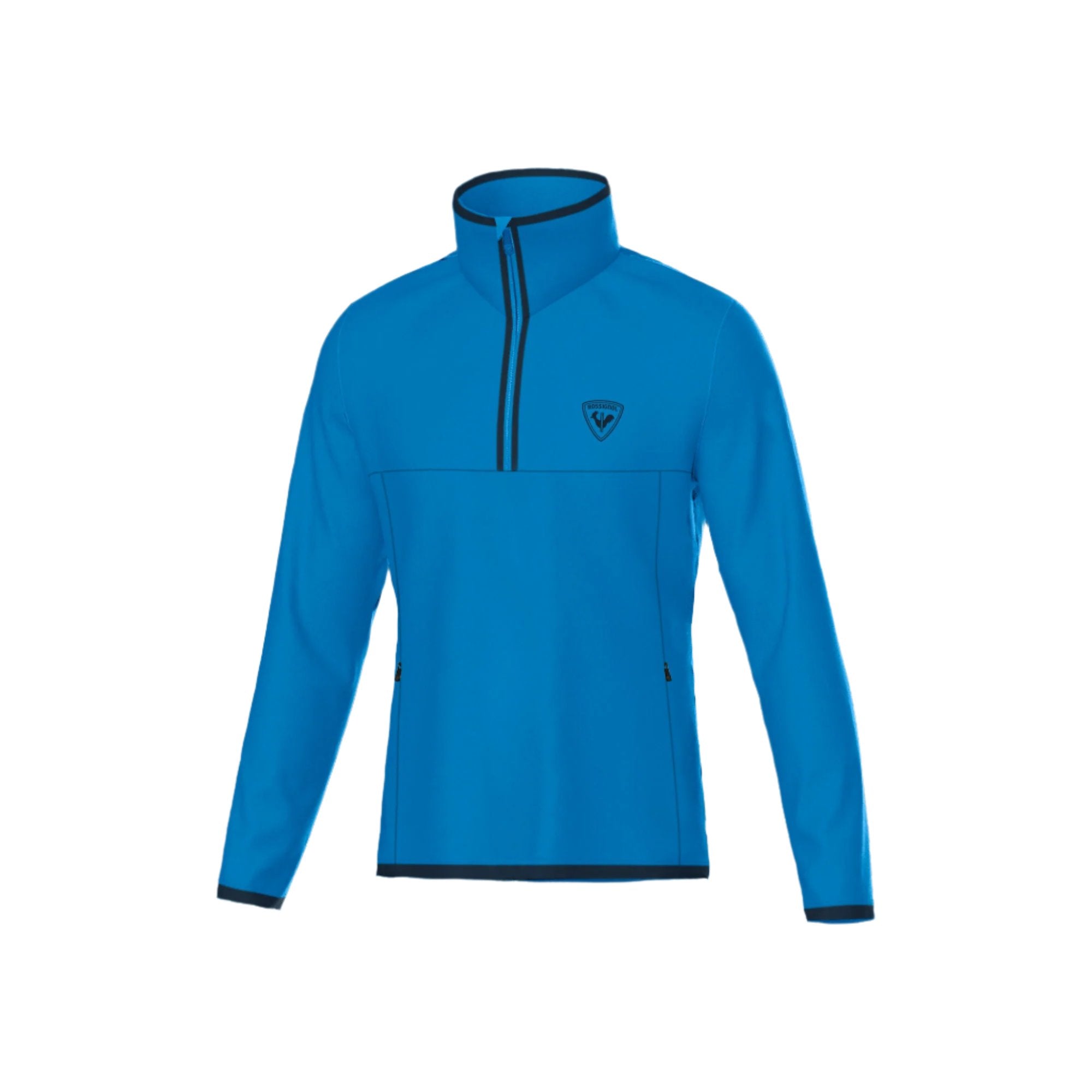 Rossignol Men's Strawpile 1/2 Zip Fleece Top - A blue fleece top with a zip running down the front and two side pockets.