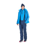 Rossignol Men's Strawpile 1/2 Zip Fleece Top - A man wearing a blue fleece top with a zipper and two pockets, featuring a small logo on the left chest.