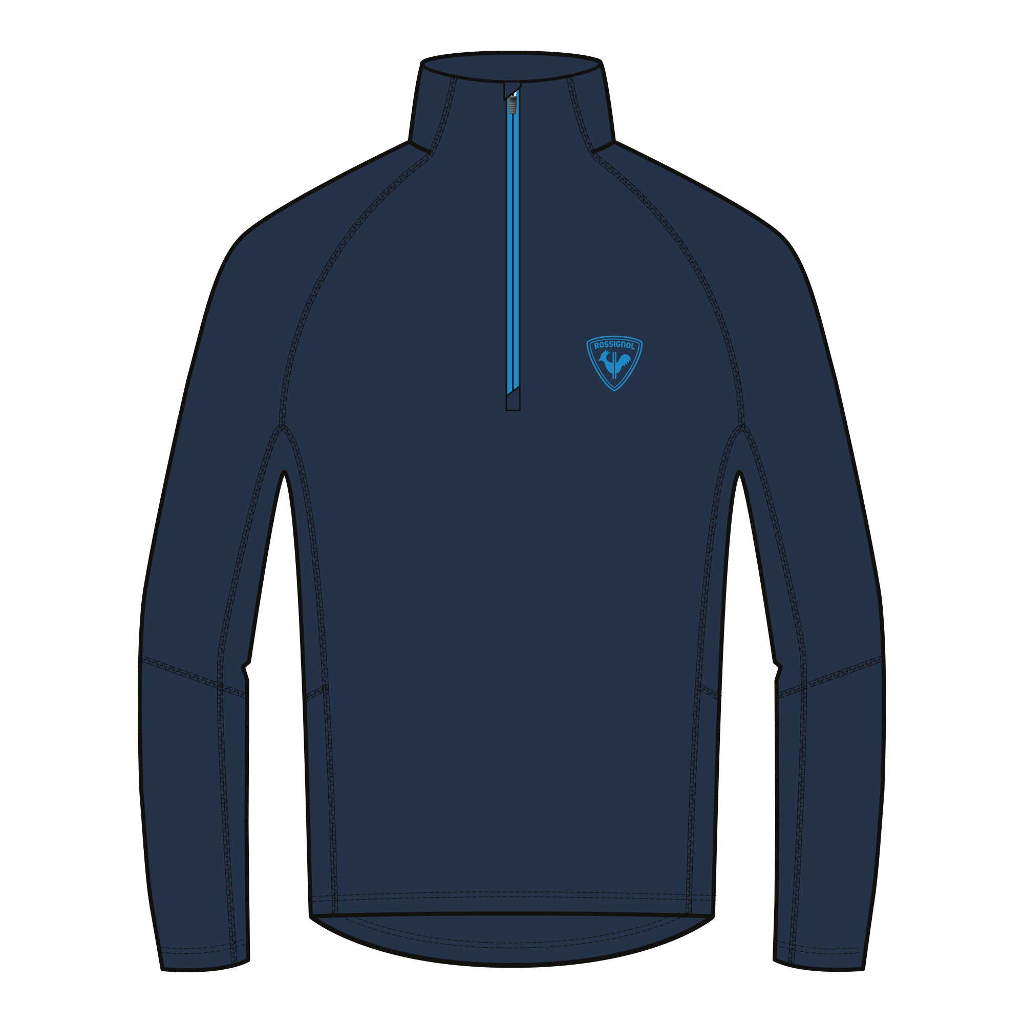 Rossignol Men's Blackside 1/2 Zip Fleece Top 2025 - A black fleece top with a half-zip design and a small logo on the left chest.