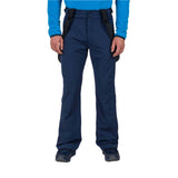 Rossignol Men's Blackside Insulated Pant 2025 - A pair of black insulated ski pants with a zippered pocket on the thigh and adjustable Velcro straps at the waist.
