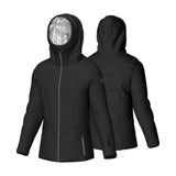 Rossignol Women's Blackside Puffy Jacket 2025 - A black puffer jacket with a high collar and zippered pockets, featuring a shiny silver zipper pull on the front pocket.