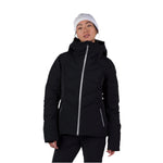 Rossignol Women's Blackside Puffy Jacket - A black puffer jacket with a high collar and silver zipper.