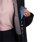 Rossignol Women's Blackside Puffy Jacket 2025 - A black puffer jacket with a zipper and two pockets on the front.