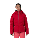 Rossignol Women's Blackside Puffy Jacket - A black puffy jacket with a hood and zipper down the front.