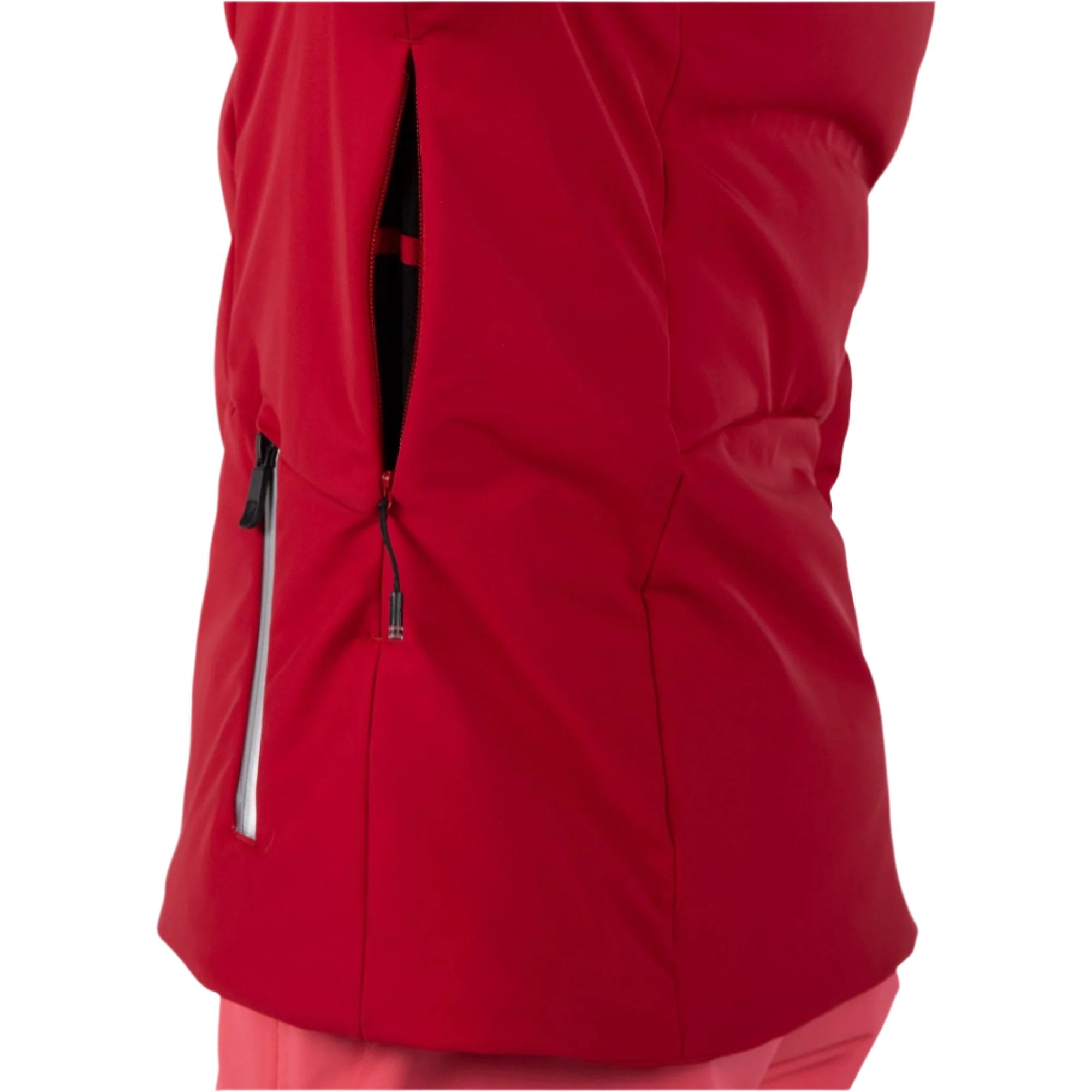 Rossignol Women's Blackside Puffy Jacket - A black puffy jacket with a zipper down the front and two zippered pockets on either side.