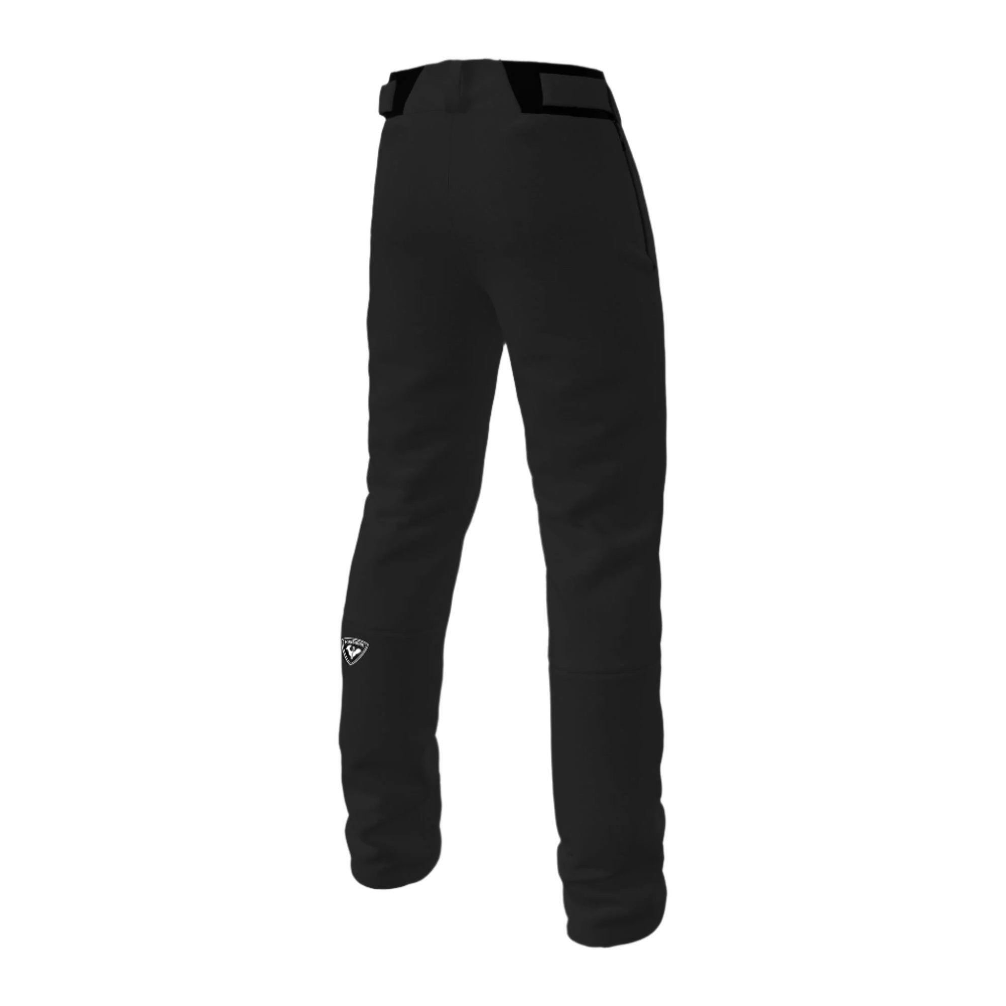 Rossignol Women's Blackside Insulated Pant 2025 - A pair of black insulated ski pants with a white logo on the left leg.