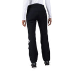 Rossignol Women's Blackside Insulated Pant 2025 - A pair of black ski pants with a white logo on the left leg and a small white tag near the bottom hem.