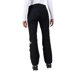 Rossignol Women's Blackside Insulated Pant 2025 - A pair of black ski pants with a white logo on the left leg and a small white tag near the bottom hem.