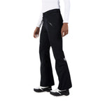 Rossignol Women's Blackside Insulated Pant 2025 - A pair of black ski pants with a zippered pocket on the side and a white logo near the bottom left leg.