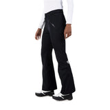 Rossignol Women's Blackside Insulated Pant 2025 - A pair of black ski pants with a zippered pocket on the side and a white logo near the bottom left leg.
