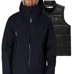 Men's black 3-in-1 hooded jacket with full-zip and padded liner vest