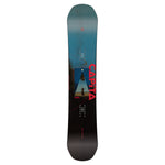 CAPiTA Defenders Of Awesome Snowboard 2025 - A blue and black snowboard with a large "A" logo on top, featuring a person standing in front of a mountain range.