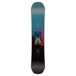CAPITA Defenders Of Awesome Snowboard 2025 - A blue snowboard with a white logo and red lettering on top of a brown background.