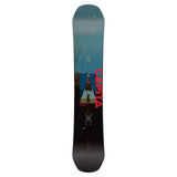 CAPiTA Defenders Of Awesome Snowboard 2025 - A blue snowboard with a red and white logo on top, featuring a mountain range in the background.