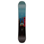 CAPITA Defenders Of Awesome Snowboard 2025 - A blue snowboard with a white logo and red lettering on top of a brown background.