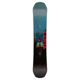 CAPiTA Defenders Of Awesome Snowboard 2025 - A blue snowboard with a white logo and red lettering on top of a brown background.