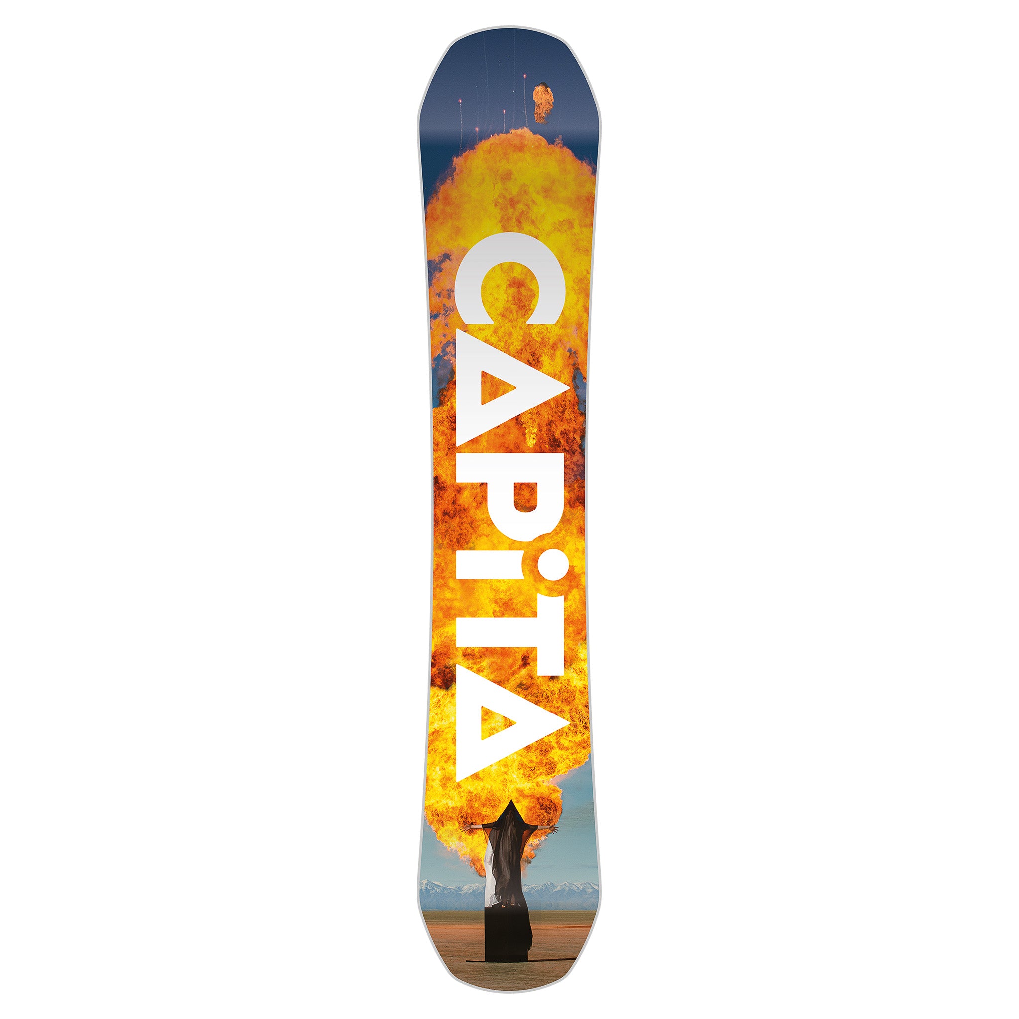CAPiTA - Defenders of Awesome Snowboard 2025 with a blue background and white lettering.