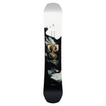 CAPiTA Women's Birds of a Feather Snowboard 2025 - A white snowboard with a black and gold graphic featuring birds on a branch.