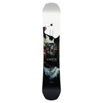 CAPiTA Women's Birds of a Feather Snowboard 2025 - A white snowboard with a black and red design featuring birds, flowers, and feathers.