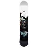CAPiTA Women's Birds of a Feather Snowboard 2025 - A white snowboard with a black and red design featuring birds, flowers, and feathers.