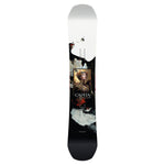 CAPiTA Women's Birds of a Feather Snowboard 2025 - A white snowboard with a black and gold graphic featuring a woman's face, flowers, and feathers.