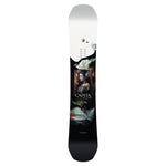CAPiTA Women's Birds of a Feather Snowboard 2025 - A white snowboard with a black and red floral design, featuring a woman's face in the center.