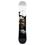 CAPiTA Women's Birds of a Feather Snowboard 2025 - A black snowboard with white and red floral designs, featuring a woman's face in the center.