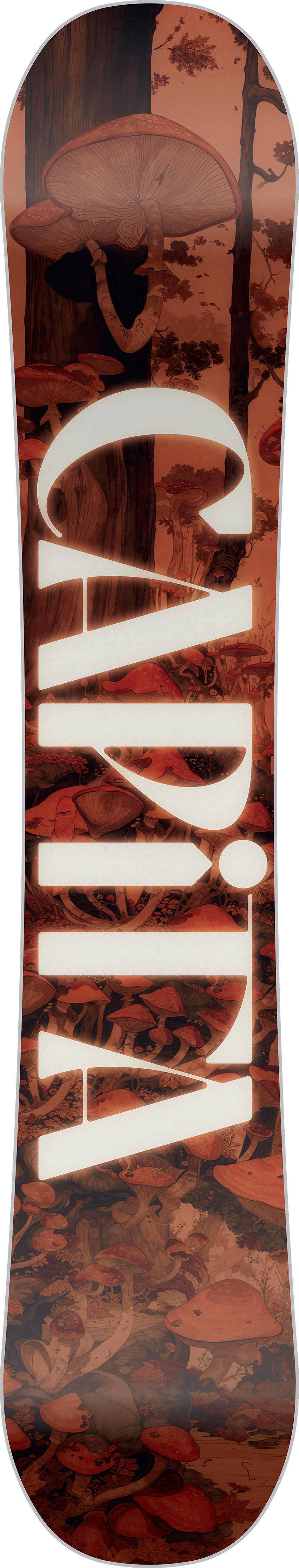 CAPiTA Women's Paradise Snowboard 2026 - A snowboard with a brown and white floral pattern on its top sheet.