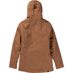 Roxy Women's Billie Insulated Jacket 2025 - A tan-colored jacket with a hood, featuring a black zipper and two zippered pockets on either side.