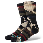 RADIATOR CREW C SOCK 2022 - Crew socks with a black and white abstract pattern featuring red, blue, and green accents.