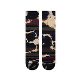 RADIATOR CREW C SOCK 2022 - Black crew socks with a repeating pattern of white and red stripes.